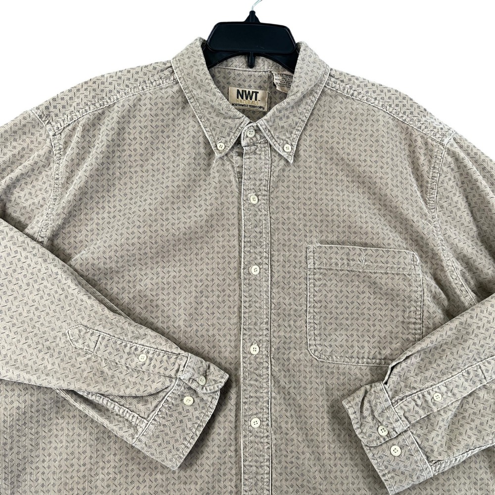 Northwest Territory Corduroy Shirt Mens XL Tan Geometric Button Down